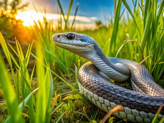 Fototapeta premium Alabama Gray Rat Snake in Natural Habitat - Wildlife Photography