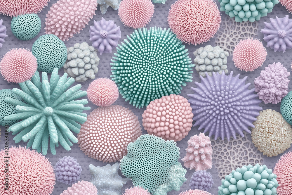 Aufkleber seamless vibrant and abstract microorganisms: a colorful collection of textured shapes representing 