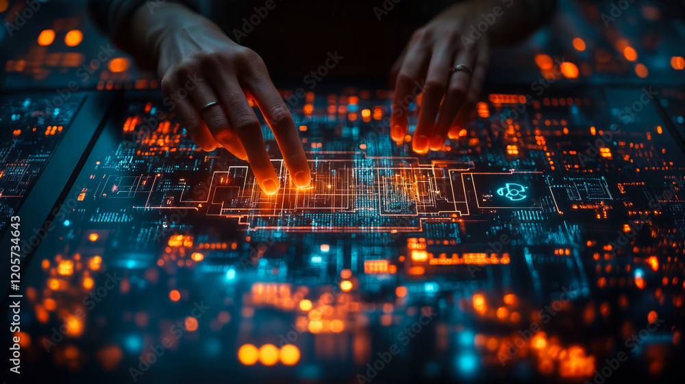 Poster cutting-edge consumer electronics with ai integration and futuristic interface
