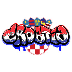 croatia country flag in graffiti art style
