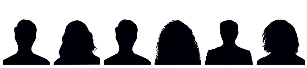 Silhouette profile symbols. Anonymous user portrait. User Profile pictures . Person silhouette vector set