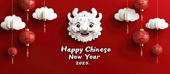 Naklejka premium Happy Chinese New Year Dragon Lanterns Celebration