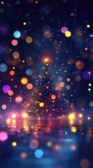 Obraz premium Illuminated Christmas Tree Reflecting in Water