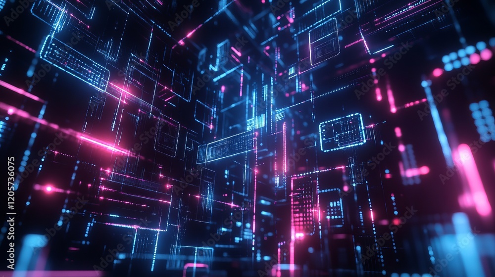 Poster abstract futuristic tech background: data network
