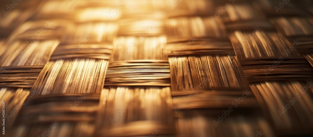 Aufkleber woven bamboo texture organic backdrop with a soft diffused light highlighting the patterns