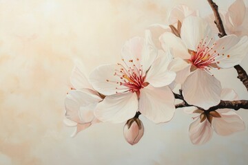 Elegant Almond Blossom Painting Delicate White Flowers Art Print