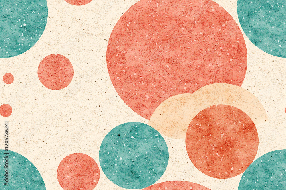Poster seamless whimsical retro polka dot pattern with soft pastel colors and textured background for creat