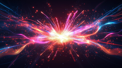 Fototapeta premium Flash rays abstract background design. Space explosion effect. Star rays. Digital illustration. AI artwork.