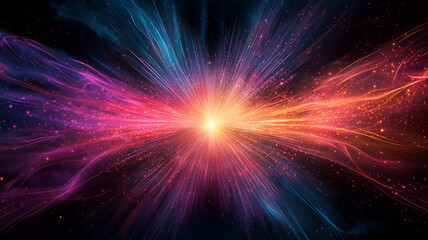 Flash rays abstract background design. Space explosion effect. Star rays. Digital illustration. AI artwork.