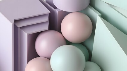 Pastel Spheres Geometric Abstract Design