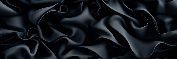 Obraz premium Seamless Luxurious Black Satin Fabric Texture for Elegant Backgrounds, Textiles, and Fashion Designs - Perfect for Creative Projects.