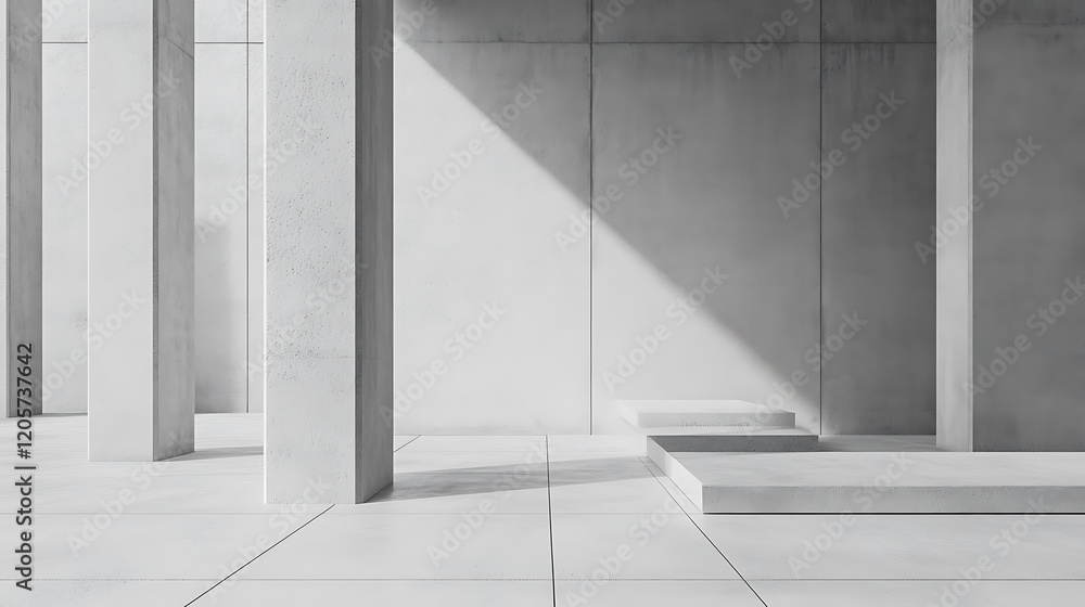 Poster minimalist concrete structure design modern architecture interior spaces urban environment perspecti