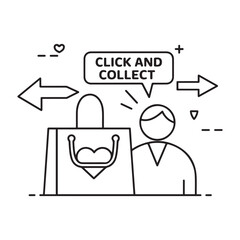 click and collect order, vector icon on white background
