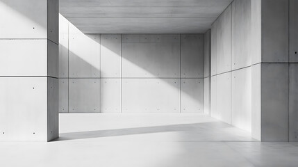Obraz premium Minimalist architectural space modern building interior design bright environment wide-angle viewpoint