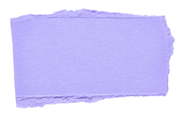 Isolated cut out torn piece of blank purple violet paper note cardboard with texture and copy space for text, transparent png background design element