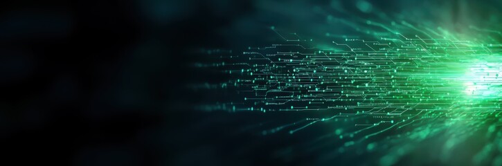Visualized Data Connections Through Deep Learning Technology on a Dark Green Background