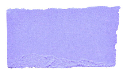 Isolated cut out torn piece of blank purple violet paper note cardboard with texture and copy space...