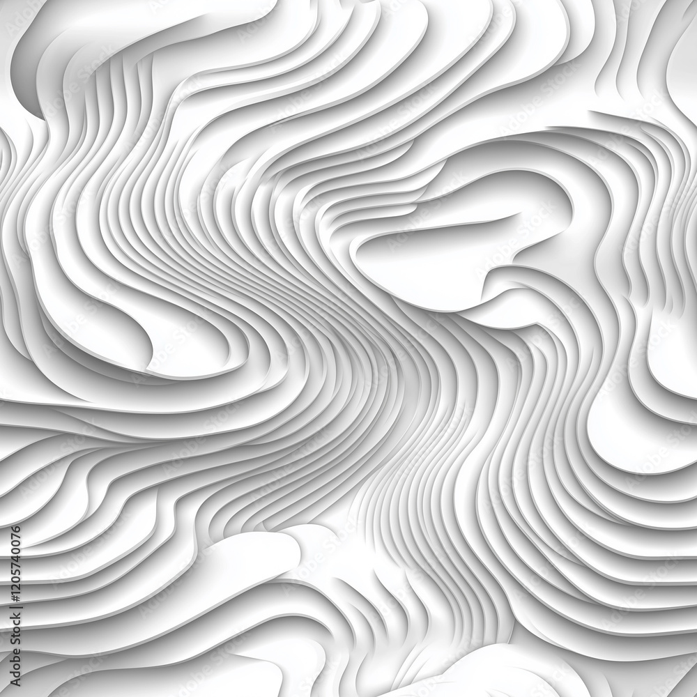 Aufkleber seamless abstract white waveforms: smooth curves and textured relief for modern design and art appli