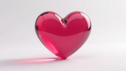 Fototapeta premium Create a 3D rendering of a transparent heart-shaped object made of crystal clear glass in a burgundy hue. High quality photo