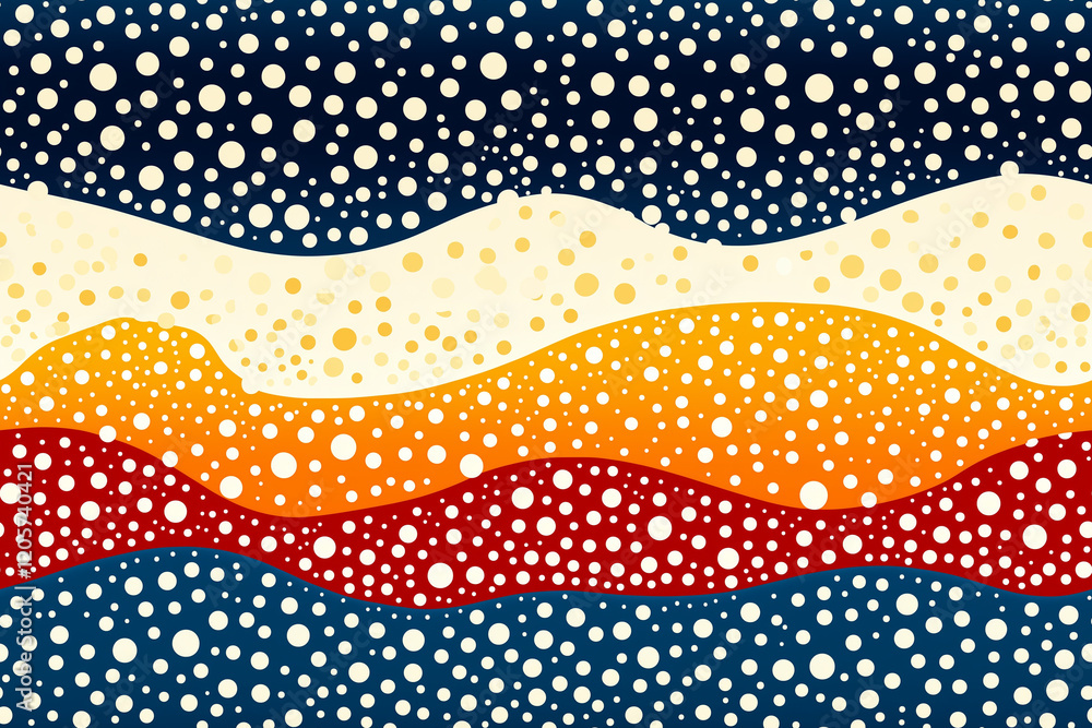 Poster seamless abstract colorful pattern with bubbles and waves in warm tones for modern home decor and ar