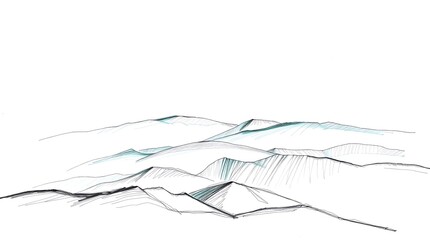 mountain landscape and sunset in traditional Japanese painting style, sunrise, sumi e