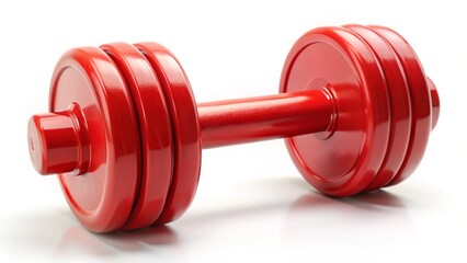 Red dumbbell for fitness isolated on white background
