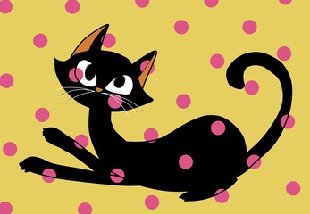 Cat  cute on fun yellow 