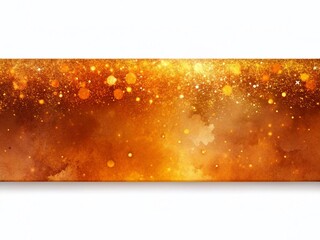 Autumnal Watercolor Web Banner: Brown & Orange Gold Glitter Texture
