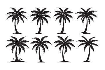 Coconut Palm Tree silhouette vector Bundle, Coconut Palm Tree silhouette 