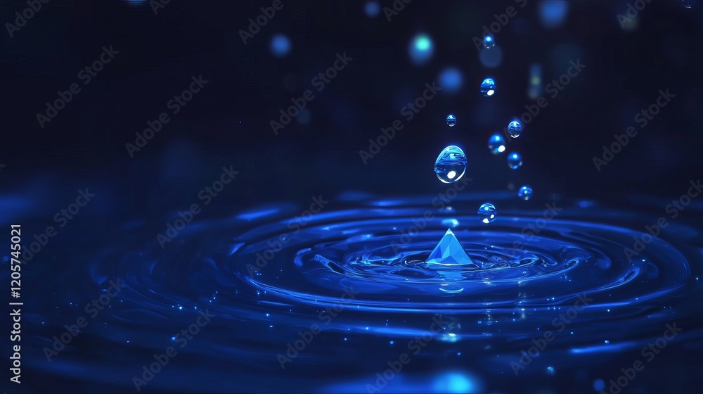 Poster abstract tech data network background: water drop ripple effect