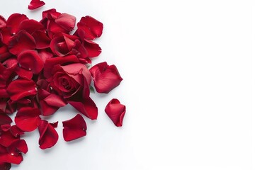 Romantic red roses on white background, with blank space for customized content, perfect for valentine's day, engagement, wedding, anniversary, love gift. With blank space for customized content.