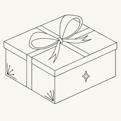 Minimalist Gift Box Illustration – Elegant Present with Ribbon & Bow