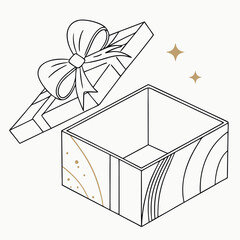 Minimalist Gift Box Illustration – Elegant Present with Ribbon & Bow