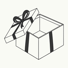 Minimalist Gift Box Illustration – Elegant Present with Ribbon & Bow