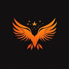 Obraz premium Fiery eagle emblem, starburst background; for branding, gaming, or motivational designs