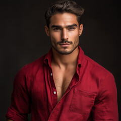 Fototapeta premium Stylish male portrait studio setting fashion photography dramatic lighting close-up confidence and charm