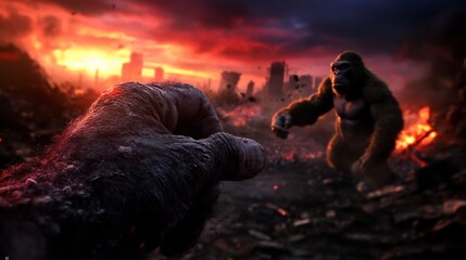 Obraz premium King Kong: Post-Apocalyptic Showdown