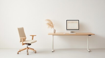 Minimalist Workspace Revival Ergonomic Standing Desk and Neutral Tones - Optimize Home Offices for National Organize Your Home Office Day and Spring Business Excellence