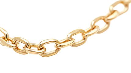 Elegant gold chain, isolated on transparent background 