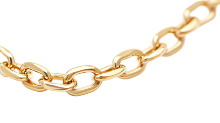 Elegant gold chain, isolated on transparent background 