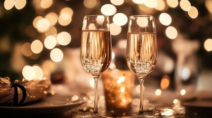 Delicate champagne-colored bokeh, warm and celebratory, elegant sparkling glow 