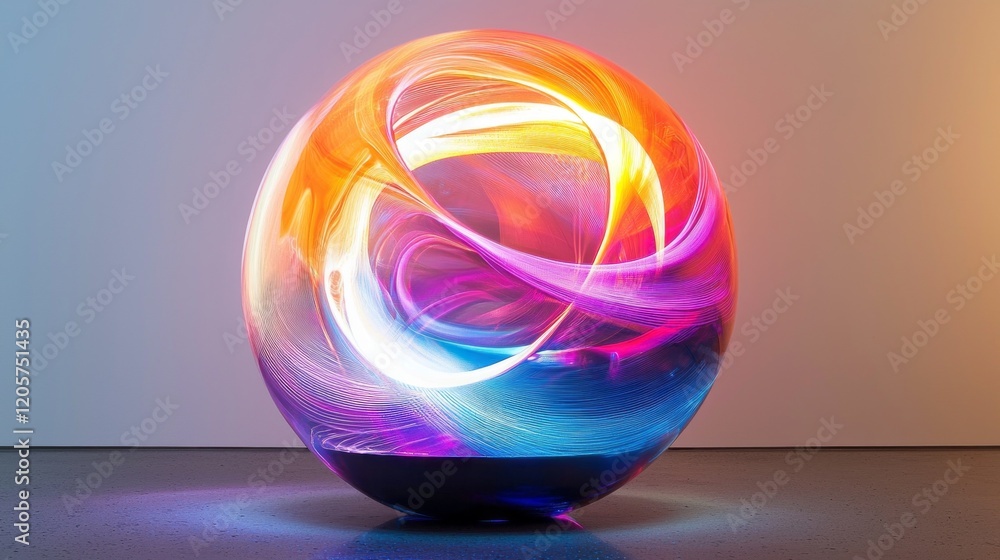 Aufkleber radiating energy, the swirling neon light orb captivates with its vibrant colors and dynamic pattern