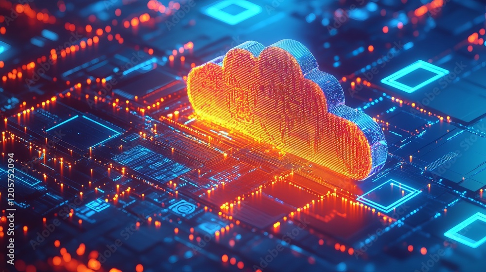 Poster abstract futuristic cloud computing network