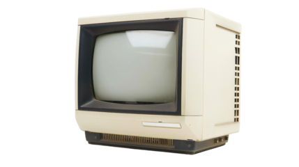 Vintage computer on transparent background
