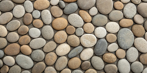 Round small Pebbles stone texture top view background