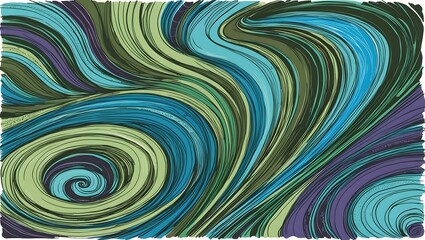 Abstract Swirl Flow in Shades of Blue Green and Purple  Design Background