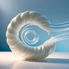 A mesmerizing, translucent, spiral-shaped object with a soft, jelly-like texture is being stretched and compressed in a seamless, repetitive motion, creating a hypnotic and satisfying loop, with tendr