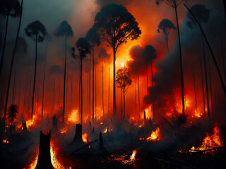 fire burning in the forest