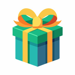 Gift Box with Ribbon vector illustration white background 