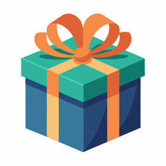 Gift Box with Ribbon vector illustration white background 